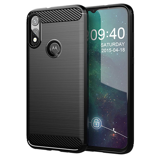 Silicone Candy Rubber TPU Line Soft Case Cover for Motorola Moto E (2020) Black