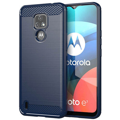 Silicone Candy Rubber TPU Line Soft Case Cover for Motorola Moto E7 (2020) Blue