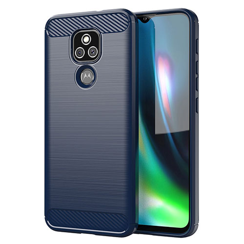 Silicone Candy Rubber TPU Line Soft Case Cover for Motorola Moto E7 Plus Blue