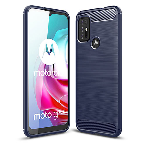 Silicone Candy Rubber TPU Line Soft Case Cover for Motorola Moto G30 Blue