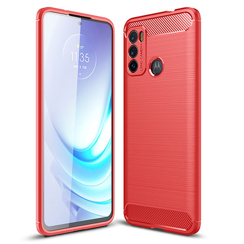 Silicone Candy Rubber TPU Line Soft Case Cover for Motorola Moto G60 Red