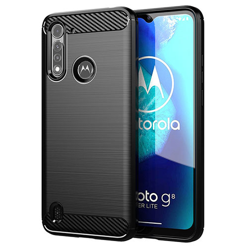 Silicone Candy Rubber TPU Line Soft Case Cover for Motorola Moto G8 Power Lite Black