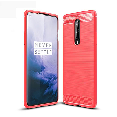 Silicone Candy Rubber TPU Line Soft Case Cover for OnePlus 8 Red