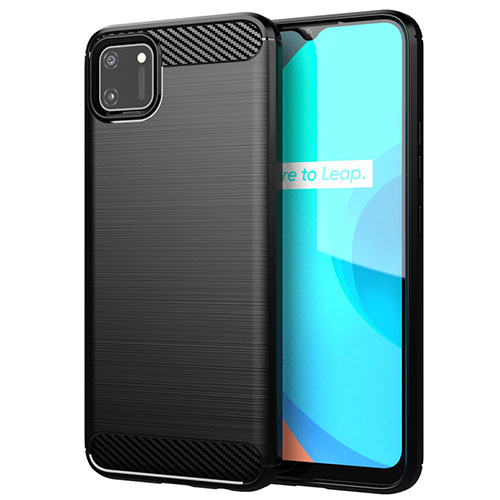 Silicone Candy Rubber TPU Line Soft Case Cover for Realme C11 Black