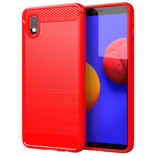 Silicone Candy Rubber TPU Line Soft Case Cover for Samsung Galaxy A01 Core Red