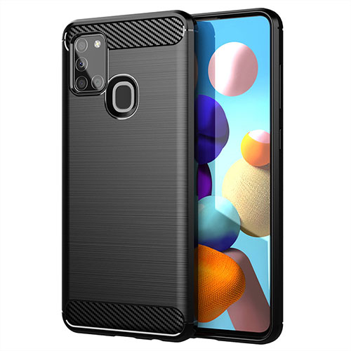 Silicone Candy Rubber TPU Line Soft Case Cover for Samsung Galaxy A21s Black