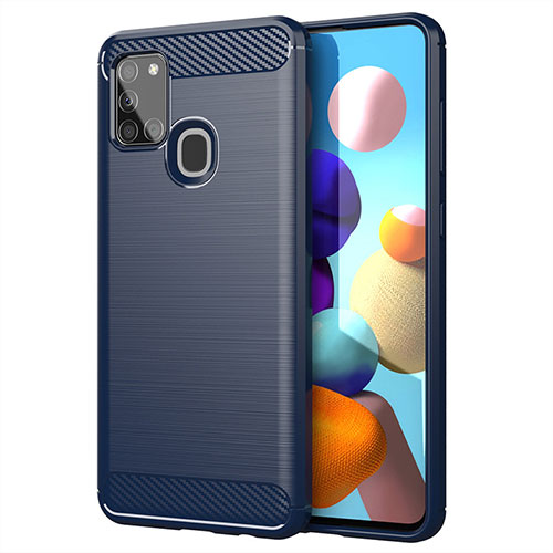 Silicone Candy Rubber TPU Line Soft Case Cover for Samsung Galaxy A21s Blue