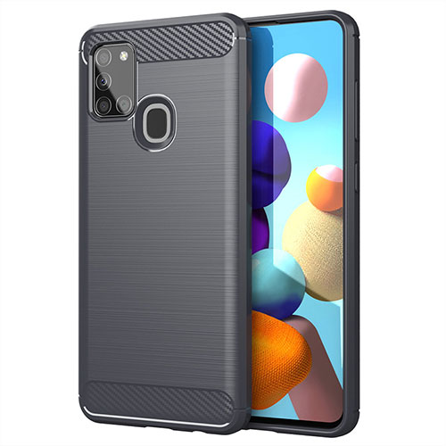 Silicone Candy Rubber TPU Line Soft Case Cover for Samsung Galaxy A21s Gray