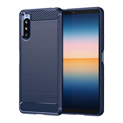 Silicone Candy Rubber TPU Line Soft Case Cover for Sony Xperia 10 III Blue