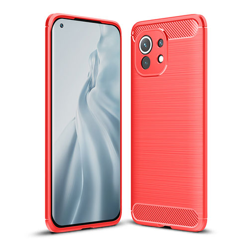 Silicone Candy Rubber TPU Line Soft Case Cover for Xiaomi Mi 11 5G Red
