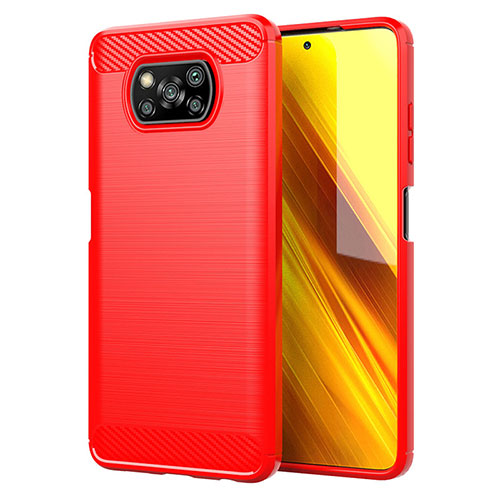 Silicone Candy Rubber TPU Line Soft Case Cover for Xiaomi Poco X3 Pro Red