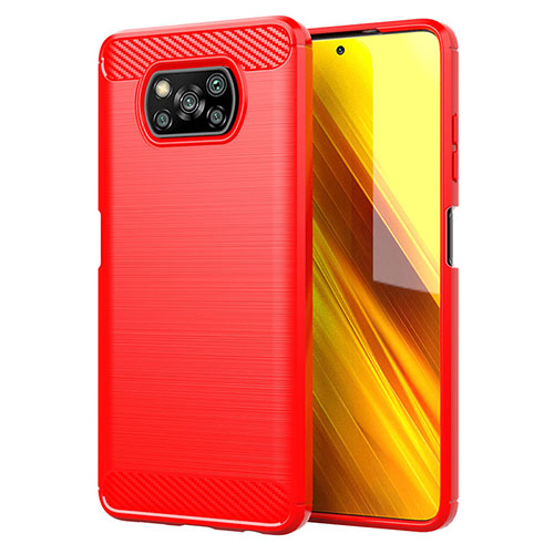 Silicone Candy Rubber TPU Line Soft Case Cover for Xiaomi Poco X3 Red