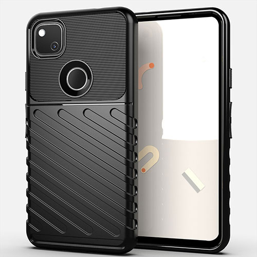 Silicone Candy Rubber TPU Line Soft Case Cover S01 for Google Pixel 4a Black