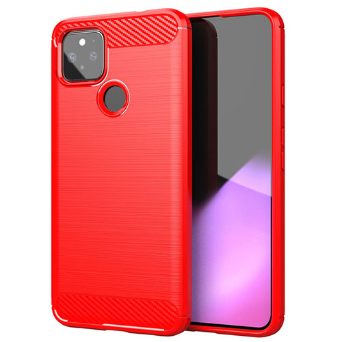 Silicone Candy Rubber TPU Line Soft Case Cover S01 for Google Pixel 5 Red