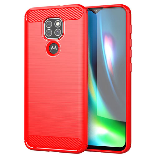 Silicone Candy Rubber TPU Line Soft Case Cover S01 for Motorola Moto G9 Play Red