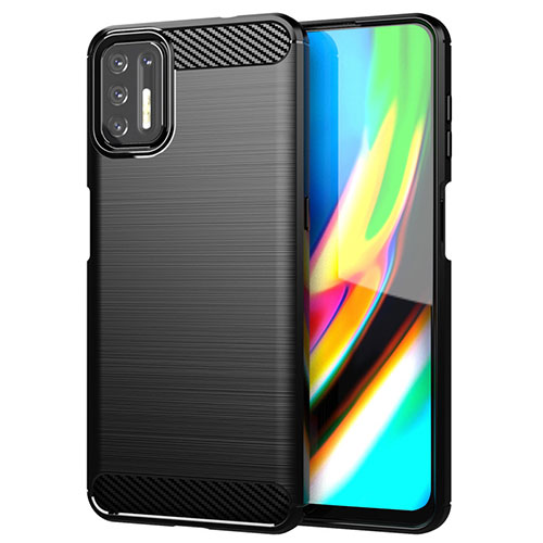 Silicone Candy Rubber TPU Line Soft Case Cover S01 for Motorola Moto G9 Plus Black