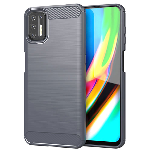 Silicone Candy Rubber TPU Line Soft Case Cover S01 for Motorola Moto G9 Plus Gray