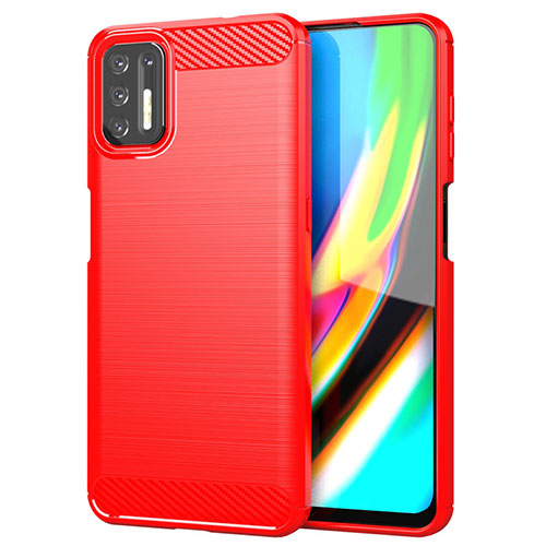 Silicone Candy Rubber TPU Line Soft Case Cover S01 for Motorola Moto G9 Plus Red