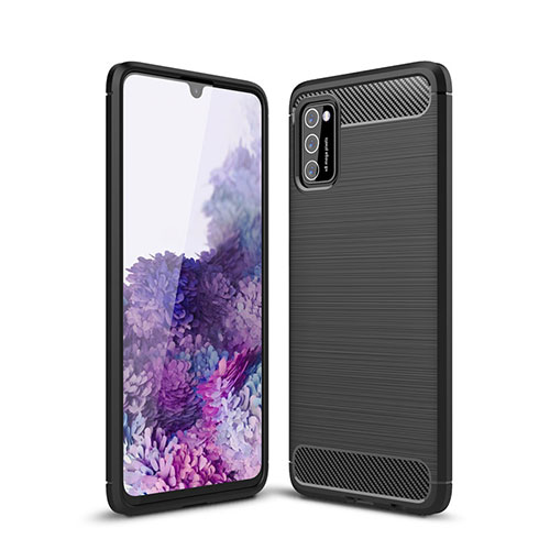 Silicone Candy Rubber TPU Line Soft Case Cover S01 for Samsung Galaxy A41 Black