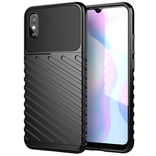 Silicone Candy Rubber TPU Line Soft Case Cover S01 for Xiaomi Redmi 9AT Black