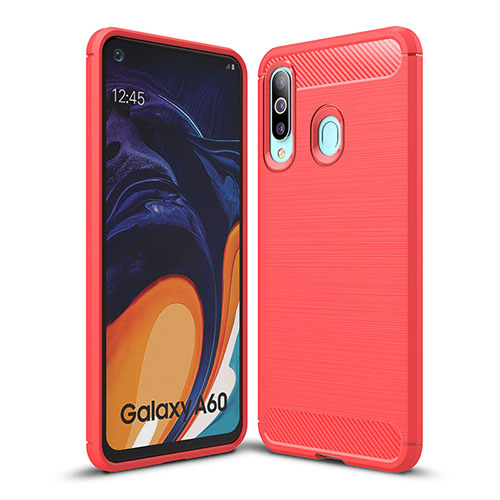 Silicone Candy Rubber TPU Line Soft Case Cover WL1 for Samsung Galaxy A60 Red