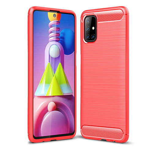 Silicone Candy Rubber TPU Line Soft Case Cover WL1 for Samsung Galaxy M51 Red