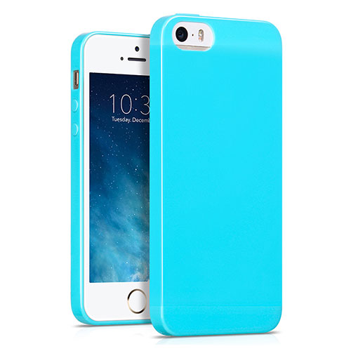 Silicone Candy Rubber TPU Soft Case for Apple iPhone 5 Sky Blue