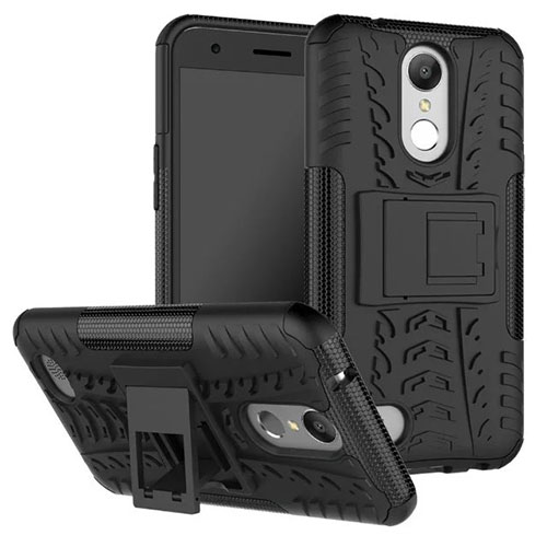 Silicone Candy Rubber TPU Soft Case with Stand for LG K10 (2017) Black