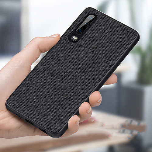 Silicone Candy Rubber TPU Twill Soft Case B02 for Huawei P30 Black