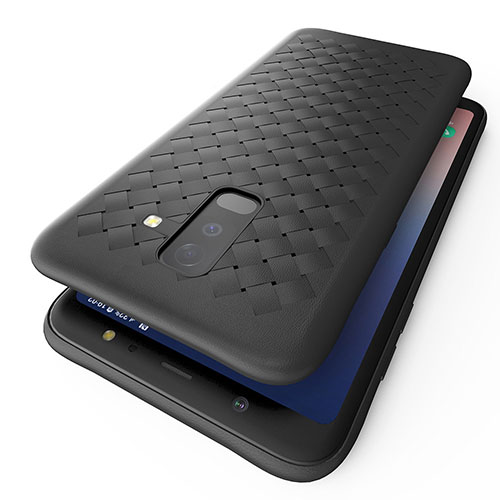 Silicone Candy Rubber TPU Twill Soft Case B02 for Samsung Galaxy A9 Star Lite Black