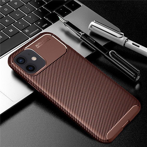 Silicone Candy Rubber TPU Twill Soft Case Cover for Apple iPhone 12 Brown