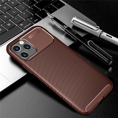 Silicone Candy Rubber TPU Twill Soft Case Cover for Apple iPhone 12 Max Brown