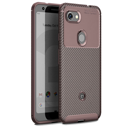 Silicone Candy Rubber TPU Twill Soft Case Cover for Google Pixel 3 XL Brown