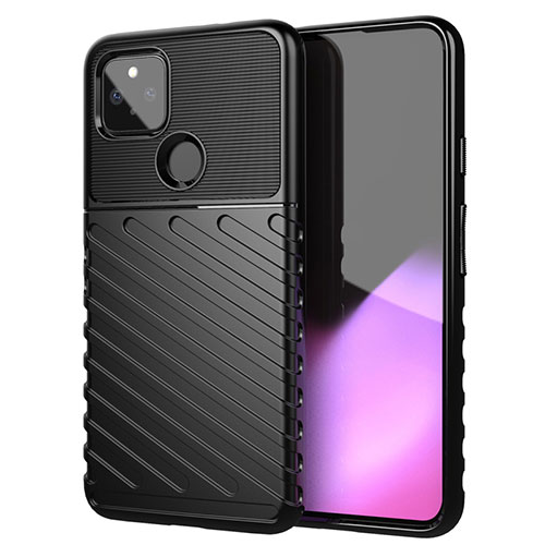 Silicone Candy Rubber TPU Twill Soft Case Cover for Google Pixel 4a 5G Black