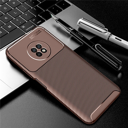 Silicone Candy Rubber TPU Twill Soft Case Cover for Huawei Enjoy 20 Plus 5G Brown