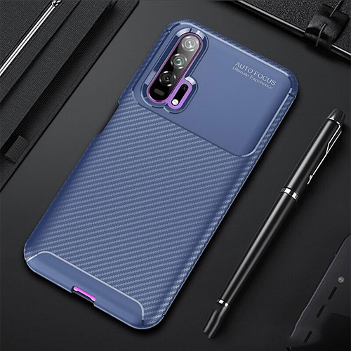 Silicone Candy Rubber TPU Twill Soft Case Cover for Huawei Honor 20 Pro Blue