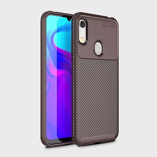 Silicone Candy Rubber TPU Twill Soft Case Cover for Huawei Honor 8A Brown