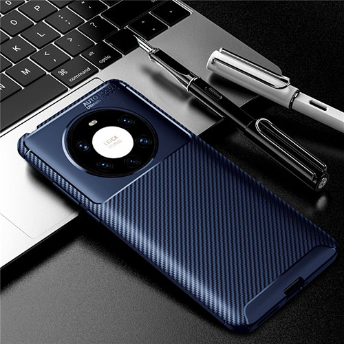 Silicone Candy Rubber TPU Twill Soft Case Cover for Huawei Mate 40 Pro+ Plus Blue