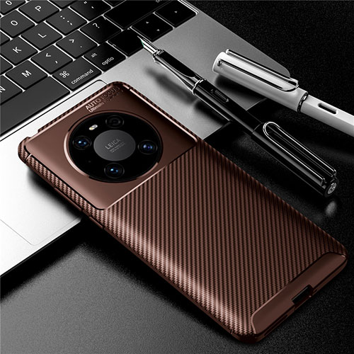 Silicone Candy Rubber TPU Twill Soft Case Cover for Huawei Mate 40E 4G Brown