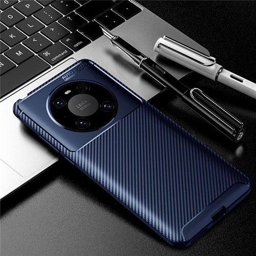 Silicone Candy Rubber TPU Twill Soft Case Cover for Huawei Mate 40E Pro 4G Blue