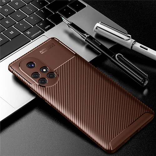 Silicone Candy Rubber TPU Twill Soft Case Cover for Huawei Nova 8 Pro 5G Brown