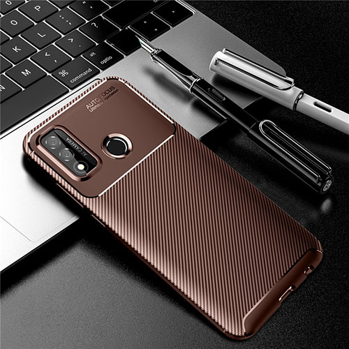 Silicone Candy Rubber TPU Twill Soft Case Cover for Huawei Nova Lite 3 Plus Brown