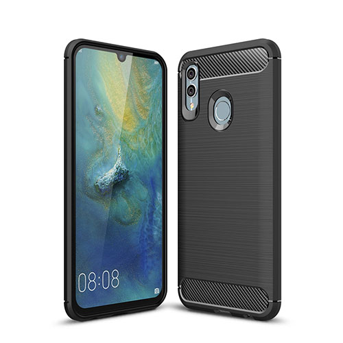 Silicone Candy Rubber TPU Twill Soft Case Cover for Huawei P Smart (2019) Black