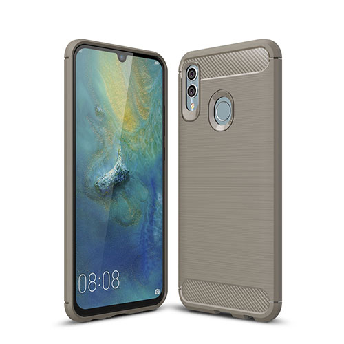 Silicone Candy Rubber TPU Twill Soft Case Cover for Huawei P Smart (2019) Gray