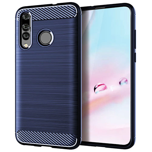 Silicone Candy Rubber TPU Twill Soft Case Cover for Huawei P30 Lite XL Blue