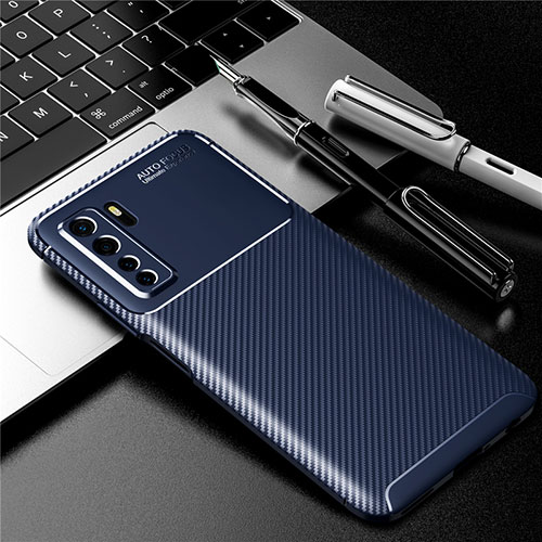 Silicone Candy Rubber TPU Twill Soft Case Cover for Huawei P40 Lite 5G Blue