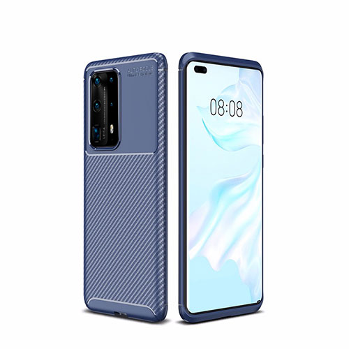Silicone Candy Rubber TPU Twill Soft Case Cover for Huawei P40 Pro+ Plus Blue
