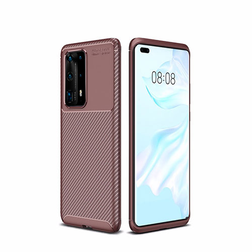 Silicone Candy Rubber TPU Twill Soft Case Cover for Huawei P40 Pro+ Plus Brown