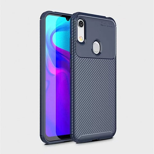 Silicone Candy Rubber TPU Twill Soft Case Cover for Huawei Y6 (2019) Blue