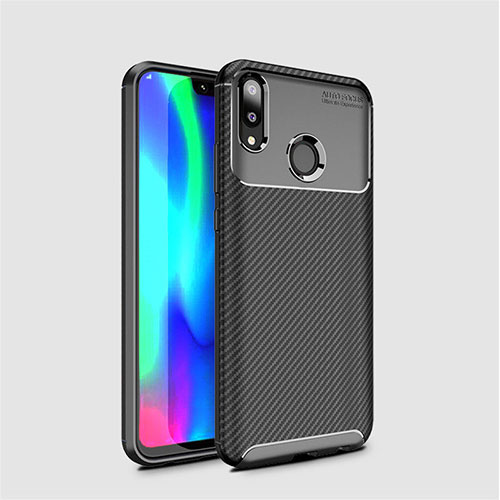 Silicone Candy Rubber TPU Twill Soft Case Cover for Huawei Y7 (2019) Black